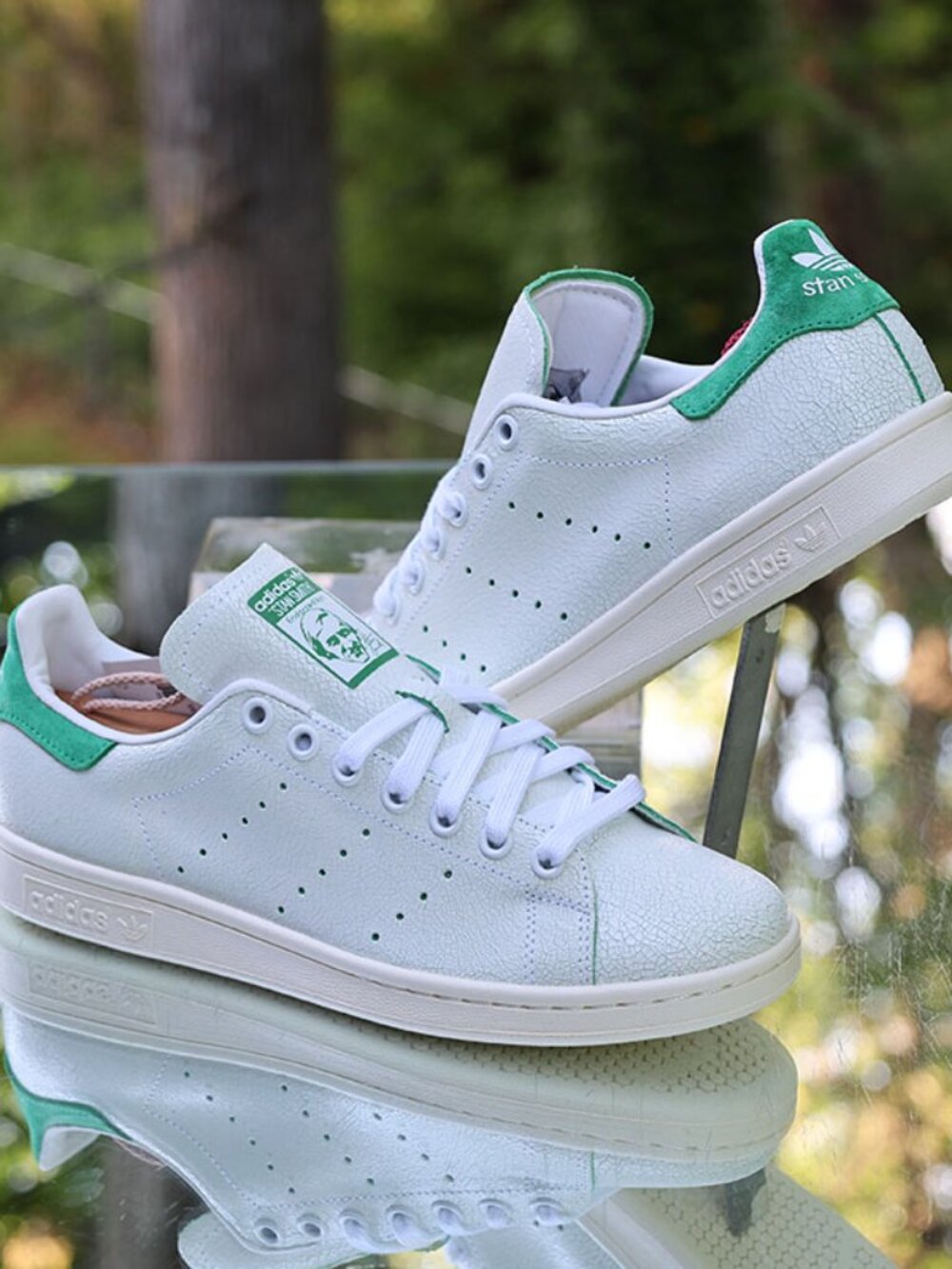 Adidas Stan Smith Cracked Leather White Green - Picture 2 of 13